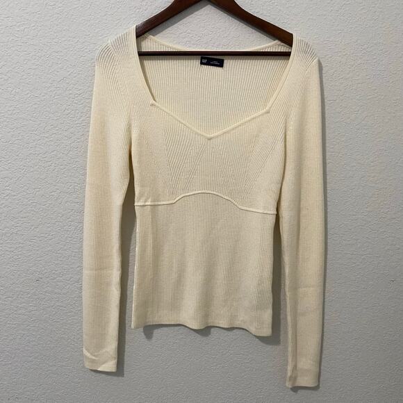 GAP Sweaters - Gap Sweetheart Ribbed Sweater Cream Corset Top Women’s L NWOT